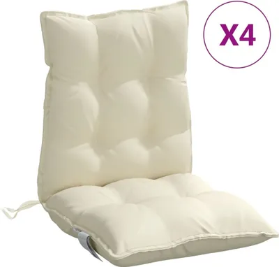 Image de Coussins de chaise à dossier bas lot de 4 crème tissu oxford