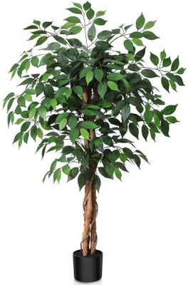 Immagine prodotto di Albero di ficus artificiale da 120 cm con tronco in legno, per interni ed esterni