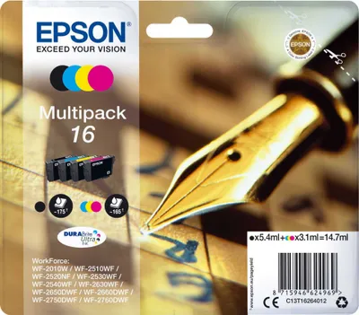 Zdjęcie produktu dla Epson DURABrite Ultra Multipack T 162 BK/C/M/Y T 1626