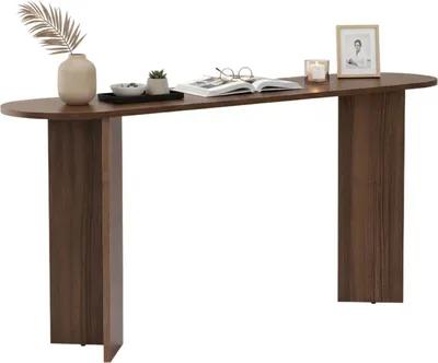 Image de Cercino - Console, 150x35x75 cm Noyer Marron, 1 Étagère