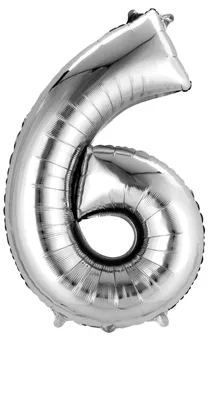 Produktbild von AMSCAN S/Shape Number 6 Silver 0 0 0