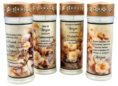 Produktbild von 4er SET Premium 7 Tage Design Grablicht "SEPIA"