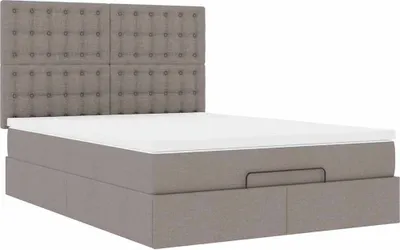 Produktbild von Ottoman-Bett mit Matratze Taupe 140x200 cm Stoff