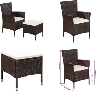 Immagine prodotto di vidaXL Sedia e sgabello da giardino con rivestimento in rattan marrone - Sedia da pranzo con sgabello - Sedie da pranzo con sgabelli - Sedia da pranzo in rattan - Sedie da pranzo in rattan