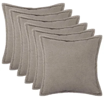 Produktbild von vidaXL Kissenbezug 6 pcs HOUTEN Hellgrau 80 x 80 cm Bouclé