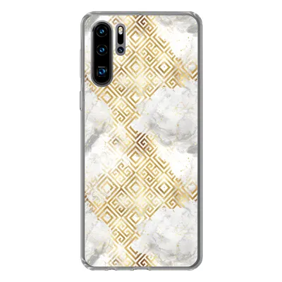 Produktbild von MuchoWow® Handyhülle Schutzhülle Hülle für Huawei P30 Pro Gold - Marmor - Muster - Geometrie Silikon Softcase Handy Hülle - Schutzdeckel
