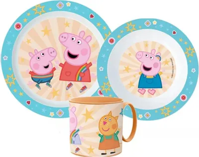 Produktbild von Peppa Wutz Kinder Geschirr-Set 3 teilig Becher Teller Schüssel