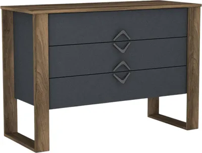 Image de Jova - Commode, 110x45x76h cm Noyer Marron, 3 Tiroirs