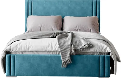 Produktbild von FURMEB24 - LONDON 180 x 200 cm - Boxspringbett mit Bettkasten - Polsterbett mit Holzrahmen - Doppelbett mit h¶her Kopsttze - Blau