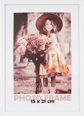 Produktbild von Bilderrahmen aus weißem Kunststoff für Fotos 15 x 21 cm zum Aufstellen