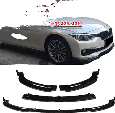 Produktbild von Frontstoßstangenlippe, glänzend schwarz, kompatibel mit 3er Serie F30 F35 2016-2019, leichtes Polyurethan, einfache Installation, 1,5 kg Gewicht