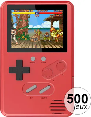 Image de TechKidz, console portable Slim avec 500 jeux, rouge