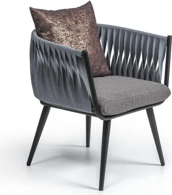 Zdjęcie produktu dla Szary fotel, mebel do jadalni, designerski krzesło z podłokietnikami