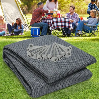 Produktbild von Zelteppich aus 100% HDPE – Outdoor-Campingteppich – Wasserdurchlässig – Tragetasche – 13 Heringe – Vielseitig einsetzbar