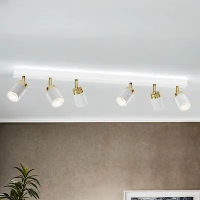 Immagine prodotto di Faretto da soffitto cucina oro bianco a 6 fiamme lungo 90 cm GU10 in metallo Faretto da soffitto moderno