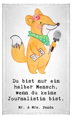 Produktbild von Mr. & Mrs. Panda Handtuch Journalistin Herz - Weiß - Geschenk, Frotteetuch, Spruch, Klein, Lustig, Ausbildung, Studium, Mini-Handtuch, Witzig, badezimmer, Kleines