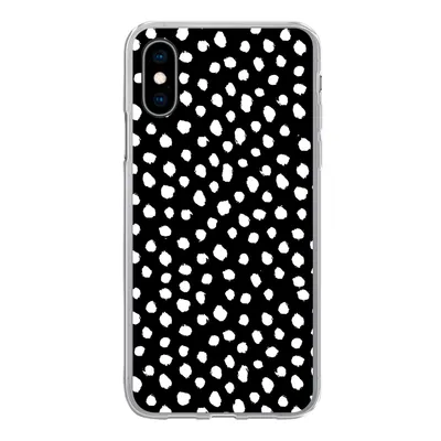 Produktbild von MuchoWow® Handyhülle Schutzhülle Hülle für iPhone X Polka dots - Schwarz - Weiß Silikon Softcase Handy Hülle - Handyhülle