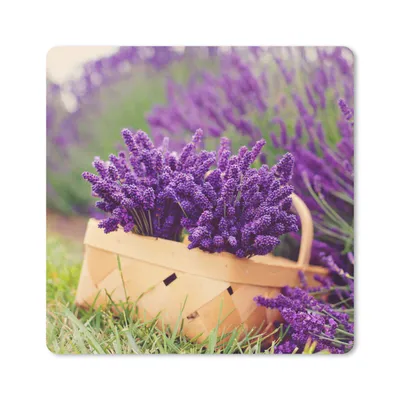 Produktbild von MuchoWow® Mauspad Mousepad Frischer Lavendel in einem Korb 20x20 cm - Mousepads - Maus Mat - Pad - Mausunterlage - Desk Mat - Bureauartikeln