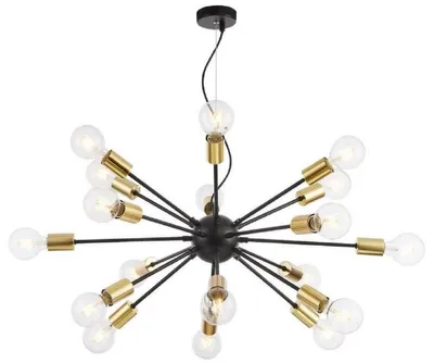 Produktbild von Casa Padrino Luxus Hängeleuchte Schwarz / Messingfarben Ø 98 x H. 74,2 cm - Hotel & Restaurant Lampe
