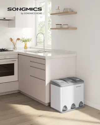Obrázek produktu pro SONGMICS Odpadkový koš, systém třídění odpadu, kovový, 24 l, kuchyňský