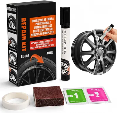 Produktbild von Autolackstift schwarz, kratzfeste Paste, für Autolackschäden, glänzend, inklusive Polierkomponenten
