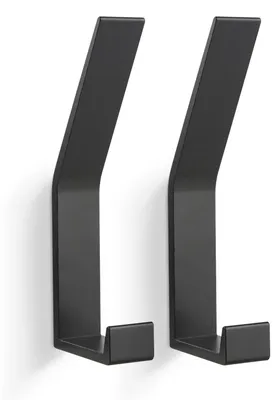 Produktbild von Kleiderhaken (2 Stück), Handtuchhaken zum Anbohren (Schrauben unsichtbar!), Wandgarderobe für Jacken, Mäntel, Kleidung, Schals, Handtaschen und mehr (schwarz)