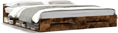 Obrázek produktu pro vidaXL Rám postele se zásuvkami kouřový dub 200x200cm materiál na bázi dřeva