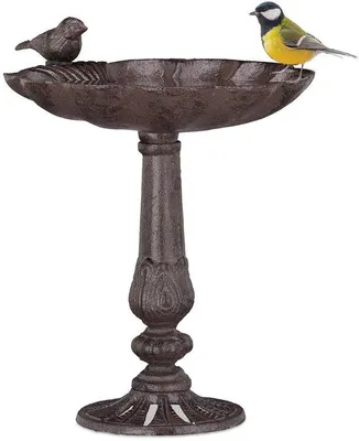 Image de Bain d'oiseaux sur pied - Objets décoratifs sur pied - Pièce unique - Fonte - 24,5 x 22 x 18 cm
