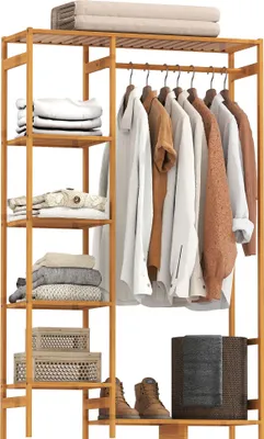 Produktbild von HOMCOM Kleiderständer Garderobenständer mit Kleiderstange, Schuhablag, Regal