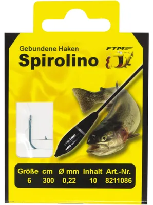 Produktbild von FTM gebundene Haken Spirolino 300cm - 10 Forellenvorfächer, Hakengröße/Schnurdurchmesser:Gr. 6 / 0.22 mm