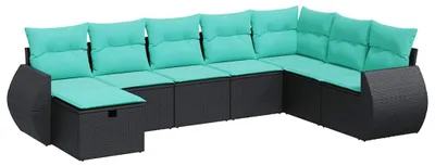 Zdjęcie produktu dla vidaXL 8-częściowa sofa ogrodowa z poduszkami z czarnego polirattanu