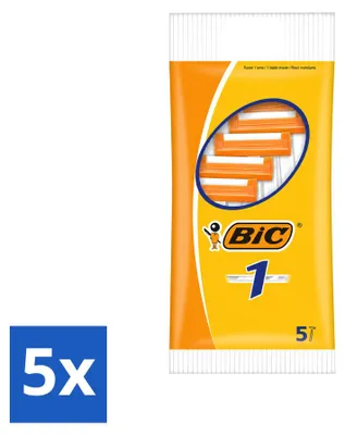 Obrázek produktu pro 5 ks holicích strojků BIC 1, jednorázové, s jednou žiletkou - výhodná balení - 5 kusů