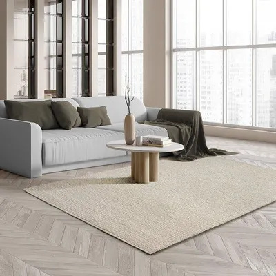 Obrázek produktu pro Unyqoos® Premium – prémiový vlněný koberec, ručně tkaný, vyrobený ze 100% vlny, skandinávský design, krémová barva, rozměry 300 x 400 cm, teplý a odolný