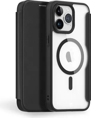 Produktbild von Force Case, Tasche für Apple iPhone 15 Pro Folio Verstärkte MagSafe Hülle mit Schultergurthalterung, Schwarz