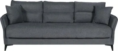 Image de canapé-lit 3 places - OTTOWA - Tissu gris foncé - 2 coussins - Espace de rangement - 217 x 92 x 85 cm
