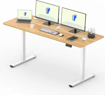 Image de Bureau assis-debout électrique, 160x60 cm - Poste de travail réglable en hauteur avec mémoire