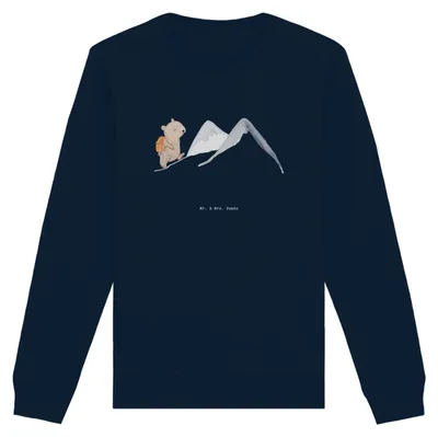 Produktbild von Mr. & Mrs. Panda Baumwoll Sweatshirt Bär Bergsteigen Größe XXL - French Navy - Geschenk, Trekking, Sweater, Alpinwandern, Bergsport, Pullover, Wandern, Bio, Pulli