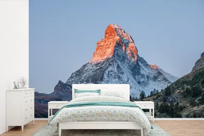 Produktbild von MuchoWow® Fototapete für Wohnzimmer oder Schlafzimmer Wandtapete Vinyl Motivtapete Das Matterhorn in der Schweiz bei Sonnenaufgang - 360x240 cm - Vinyl-Tapete