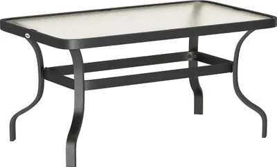 Immagine prodotto di Tavolo da giardino, tavolo da balcone - Rettangolare, 95x55 cm - Piano in vetro temperato di 3,5 cm - Struttura in metallo - Adatto per esterni e terrazzi