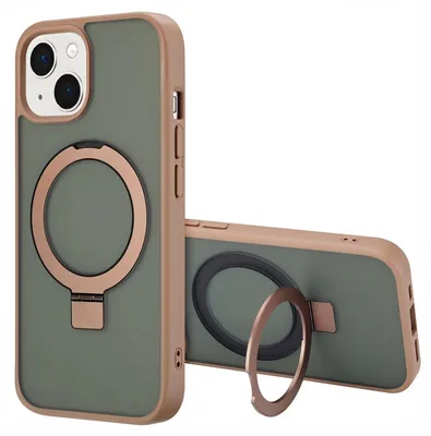 Imagen del producto de Funda con anillo y soporte con MagSafe para Apple iPhone 15 - Marrón