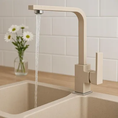 Produktbild von Granitan | NOOK - Küchenarmatur - 360° schwenkbar - Beige - Messing - Stehende Armatur
