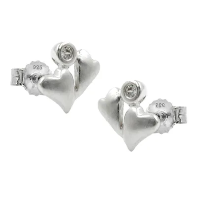 Produktbild von Ohrstecker Ohrring 8x8mm 2 Herzen mattiert Zirkonia Silber 925 silber 8x8mm
