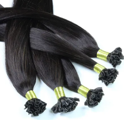 Produktbild von hair2heart Bonding Extensions Echthaar glatt 4/0 Mittelbraun - 25 Strähnen 0.5g 50cm, Echthaar Extensions für langanhaltende Haarverlängerung