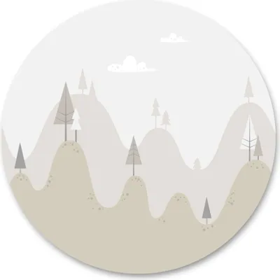 Produktbild von Sticker Kreis WALD Bäume Hügel Himmel Wolken Natur Fabel für Kinder Aufkleber Wandtattoo Wanddekoration 100 cm x 100 cm