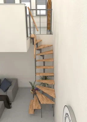 Produktbild von Minka Mittelholmtreppe Joker Turn 180° 187 - 304cm Geschosshöhe Buche Grau