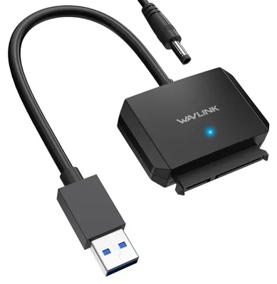 Produktbild von WAVLINK USB 3.0 zu SATA III Adapterkabel | USB-A auf SATA | 5 Gbit/s für 2,5″/3,5″ HDD/SSD | Inkl. Netzteil