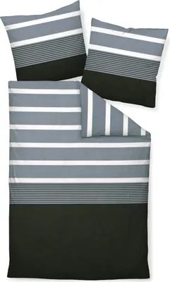Produktbild von Janine  Mako-Satin Bettwäsche J. D. 8468 155x220+80x80cm Farbe schwarz-silber
