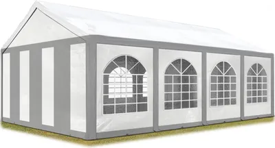 Produktbild von TOOLPORT Hochwertiges Partyzelt 4x8 m Pavillon Zelt ca. PE Plane 450 N Gartenzelt Festzelt Bierzelt Wasserdicht grau-weiß