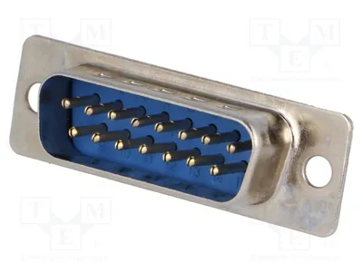 Obrázek produktu pro 2x D-Sub konektor: 15pin, 5A, pravoúhlý, průchozí, samice, 15 mΩ, DS1034-15MUNSISS, D-Sub konektor