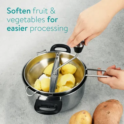 Produktbild von Navaris Passiergerät aus Edelstahl mit 3x Siebeinsatz - Passiermühle für Suppe Marmelade Baby Brei Saucen - 3 Stück Sieb Einsätze - Mühle Presse